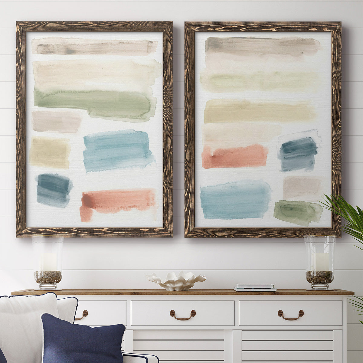 Watercolor Swatches I - Premium Framed Canvas 2 Piece Set - Ready to Hang