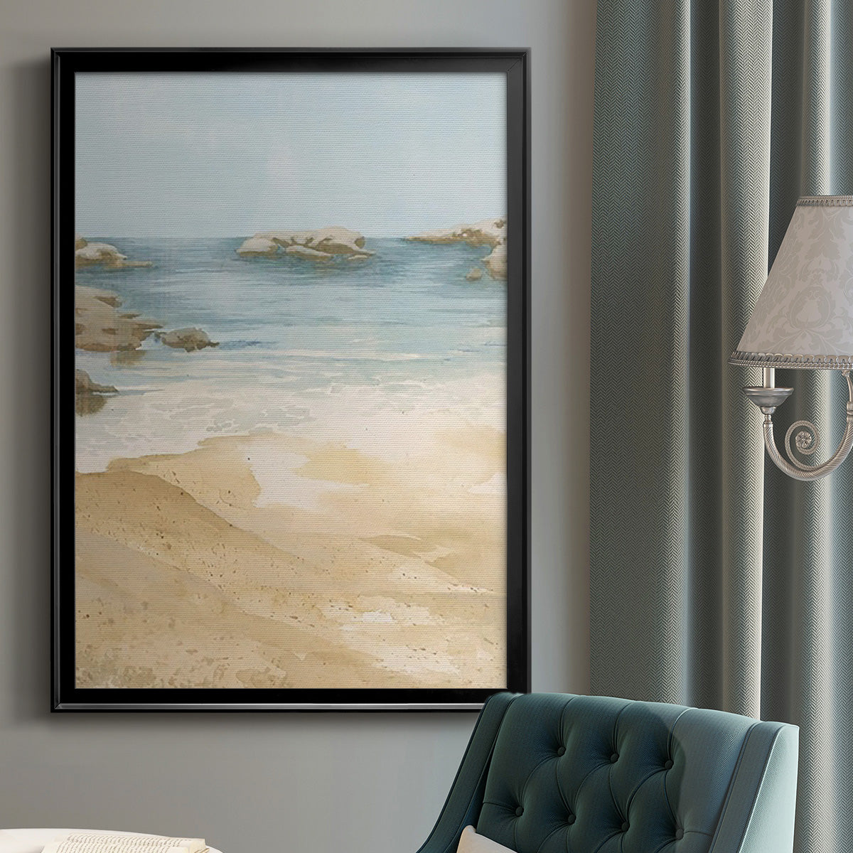 Tranquil Beach I - Modern Framed Canvas Print