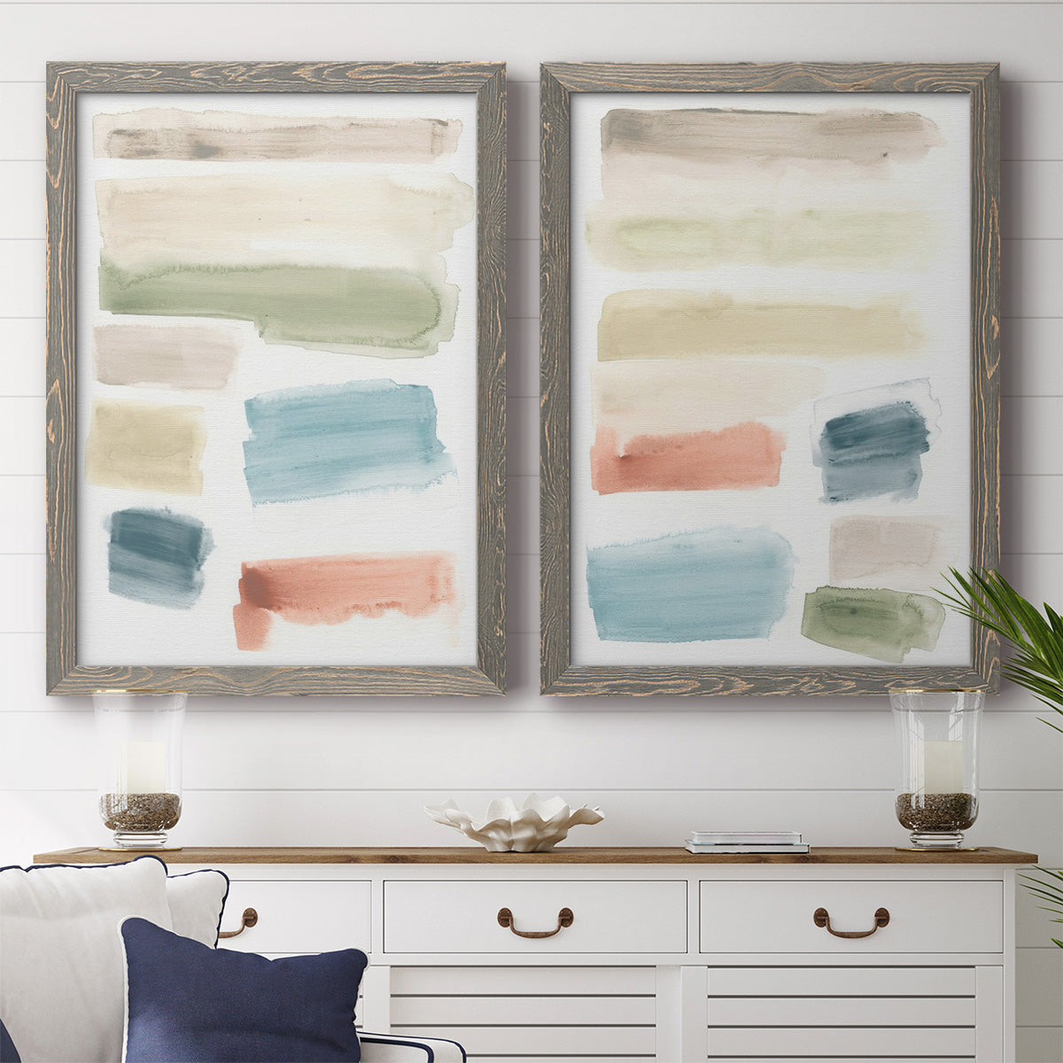 Watercolor Swatches I - Premium Framed Canvas 2 Piece Set - Ready to Hang