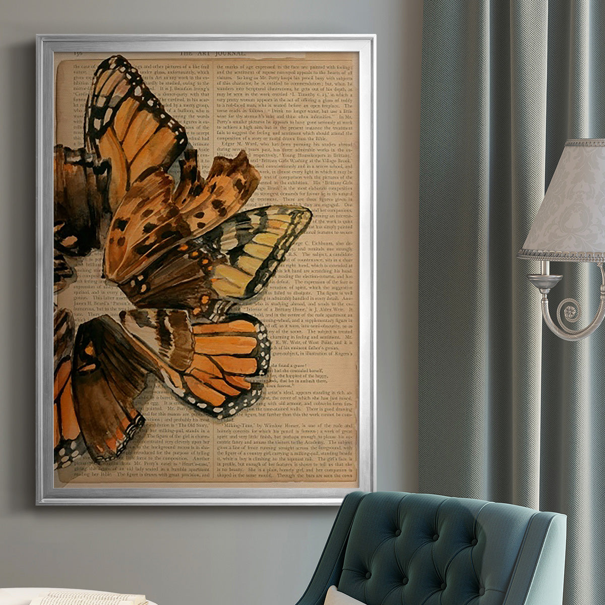 Winged Wreath I - Modern Framed Canvas Print