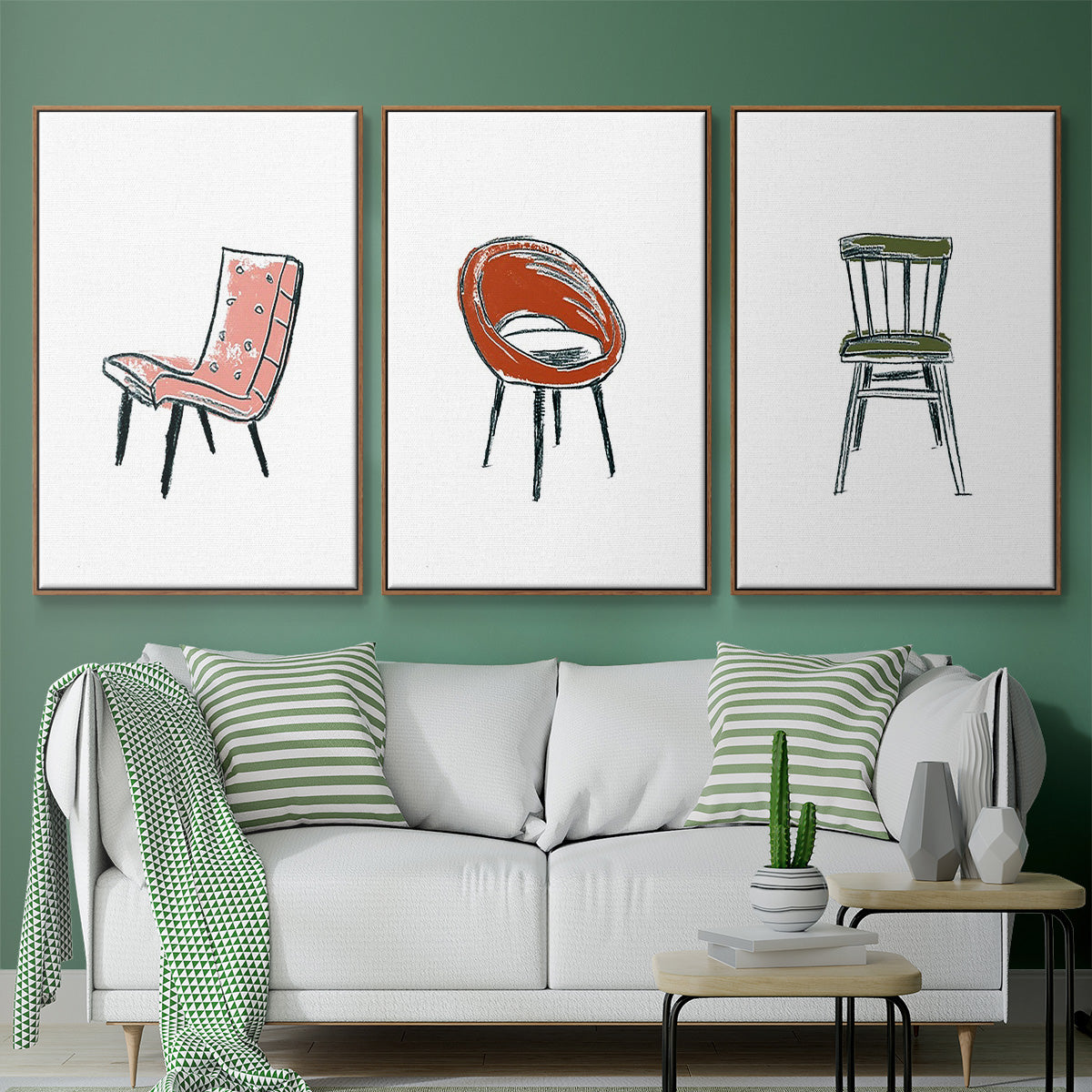 Take a Seat IV - Framed Premium Gallery Wrapped Canvas L Frame 3 Piece Set - Ready to Hang