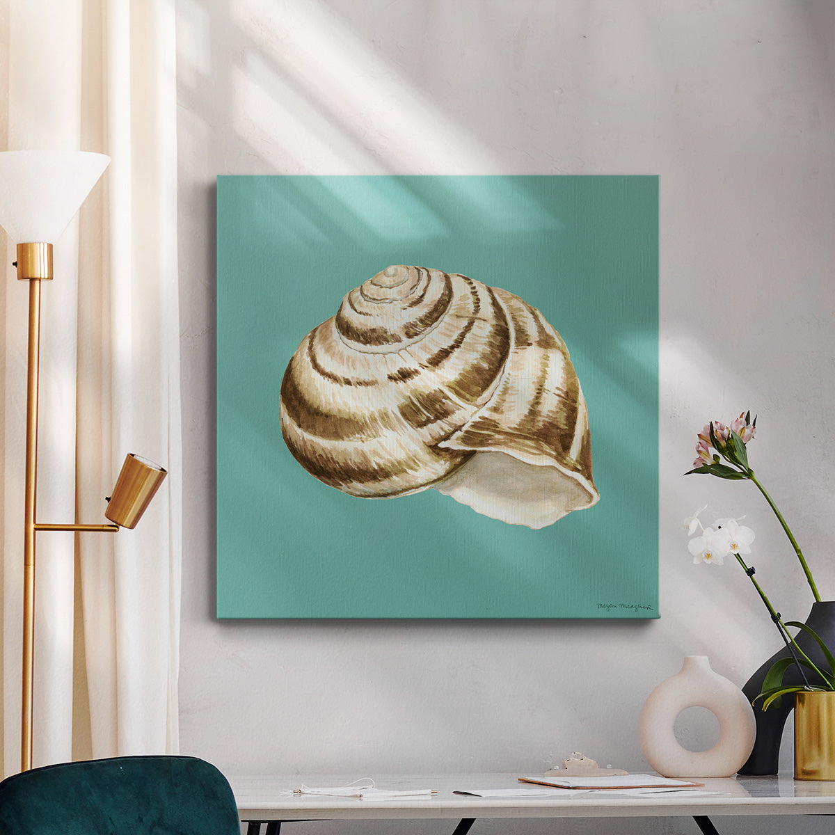 Shell on Aqua I - Canvas Art Print