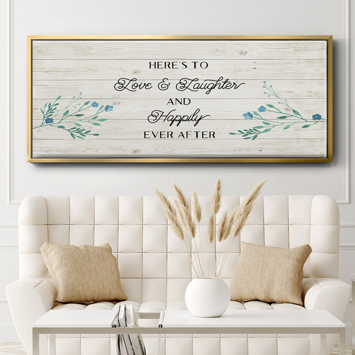 Floral Happily - Floater Framed Canvas Print