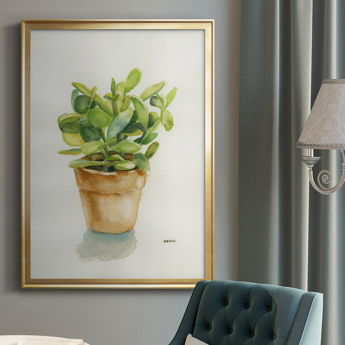 Succulent I - Modern Framed Canvas Print