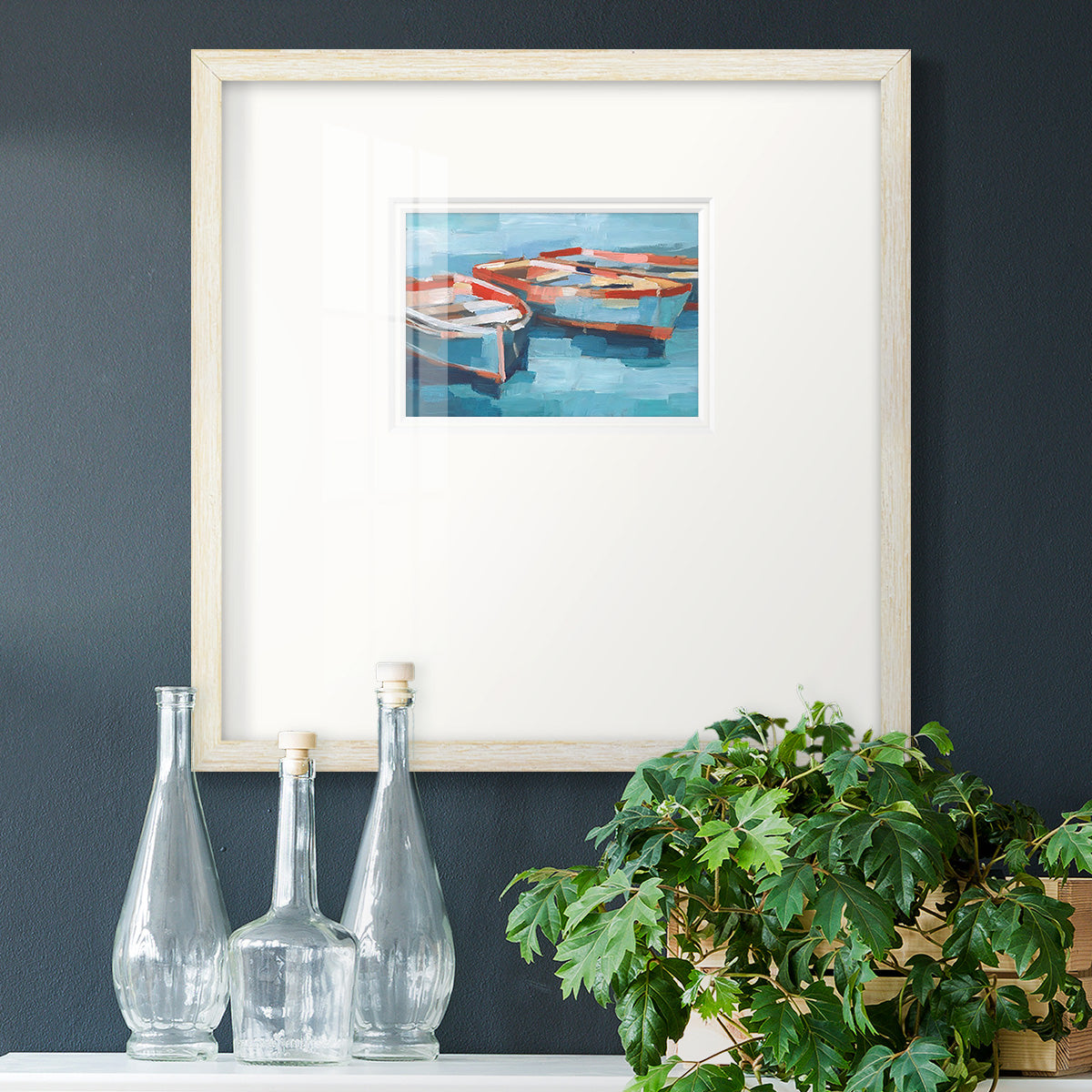 Primary Boats II Premium Framed Print Double Matboard