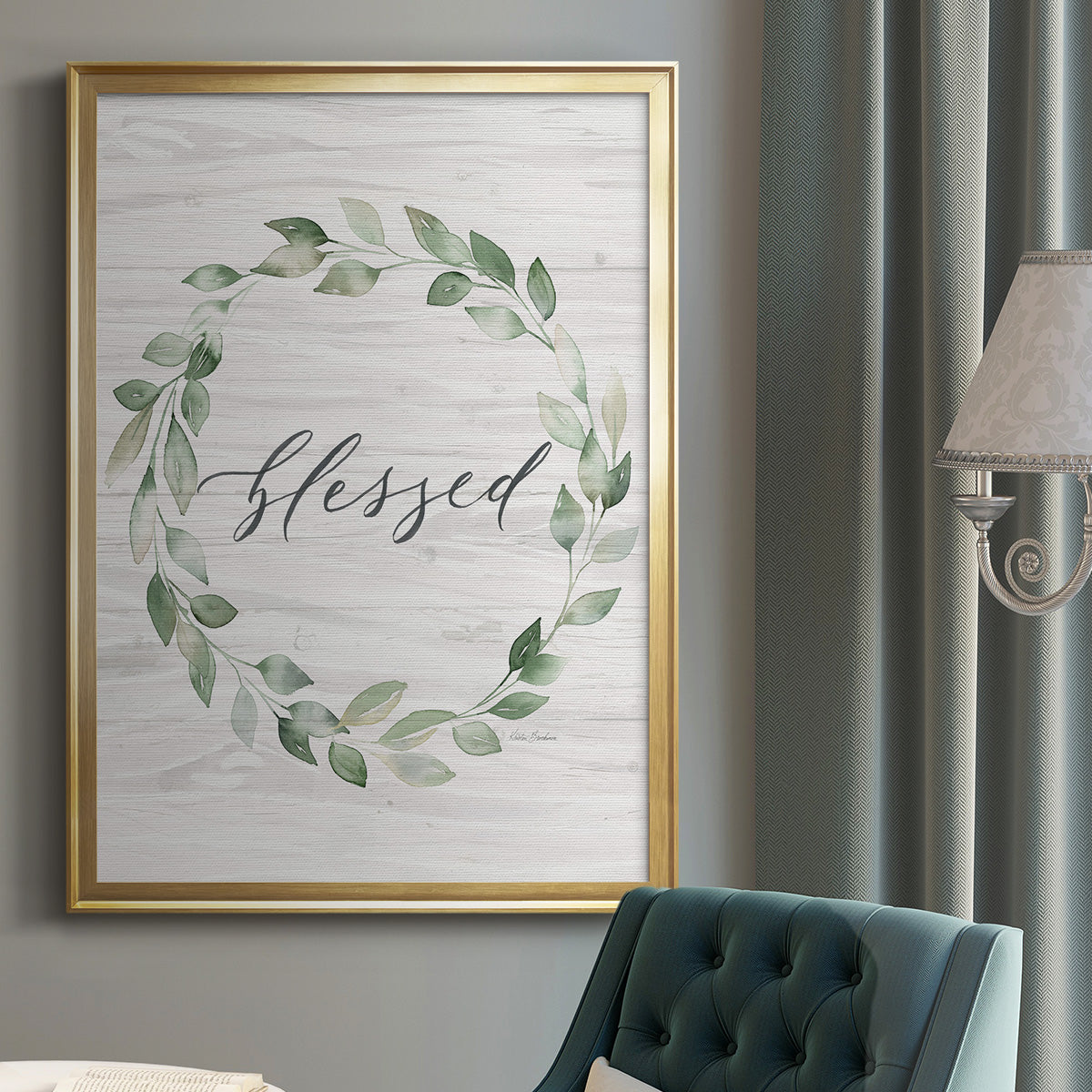 Blessed Wreath - Modern Framed Canvas Print