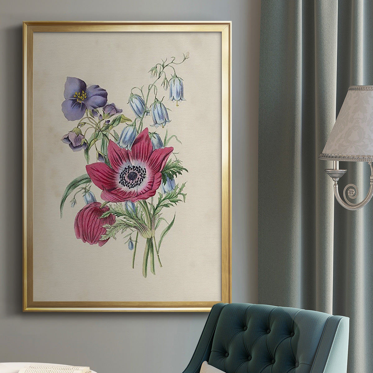 Antique Garden Bouquet I - Modern Framed Canvas Print