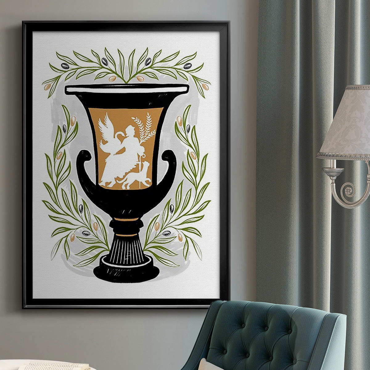 Greek Vases I - Modern Framed Canvas Print