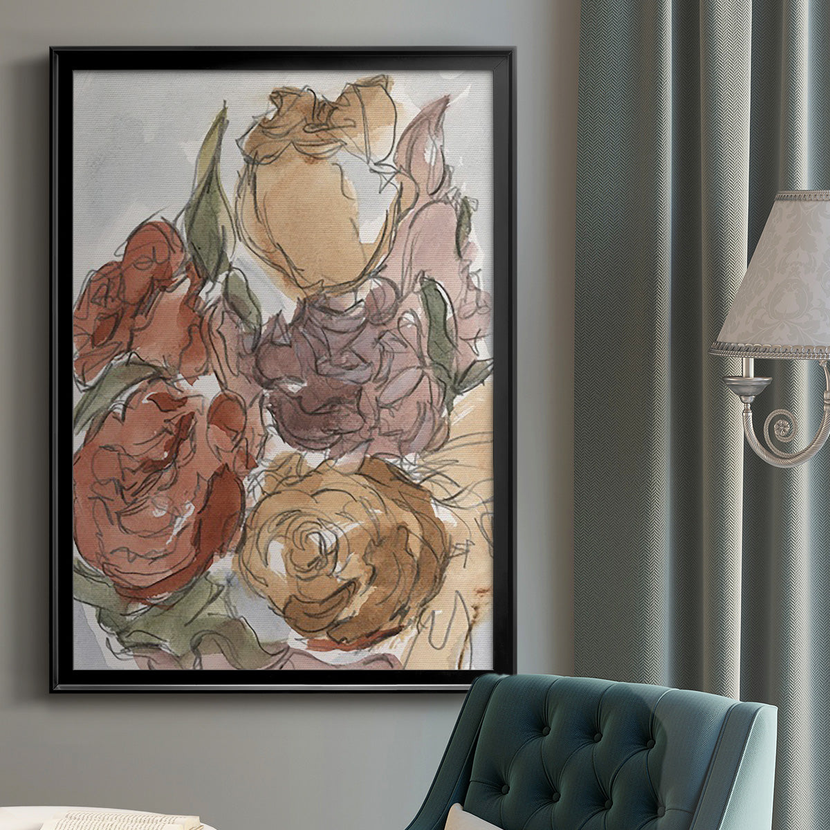 Cropped Floral Arrangement II - Modern Framed Canvas Print