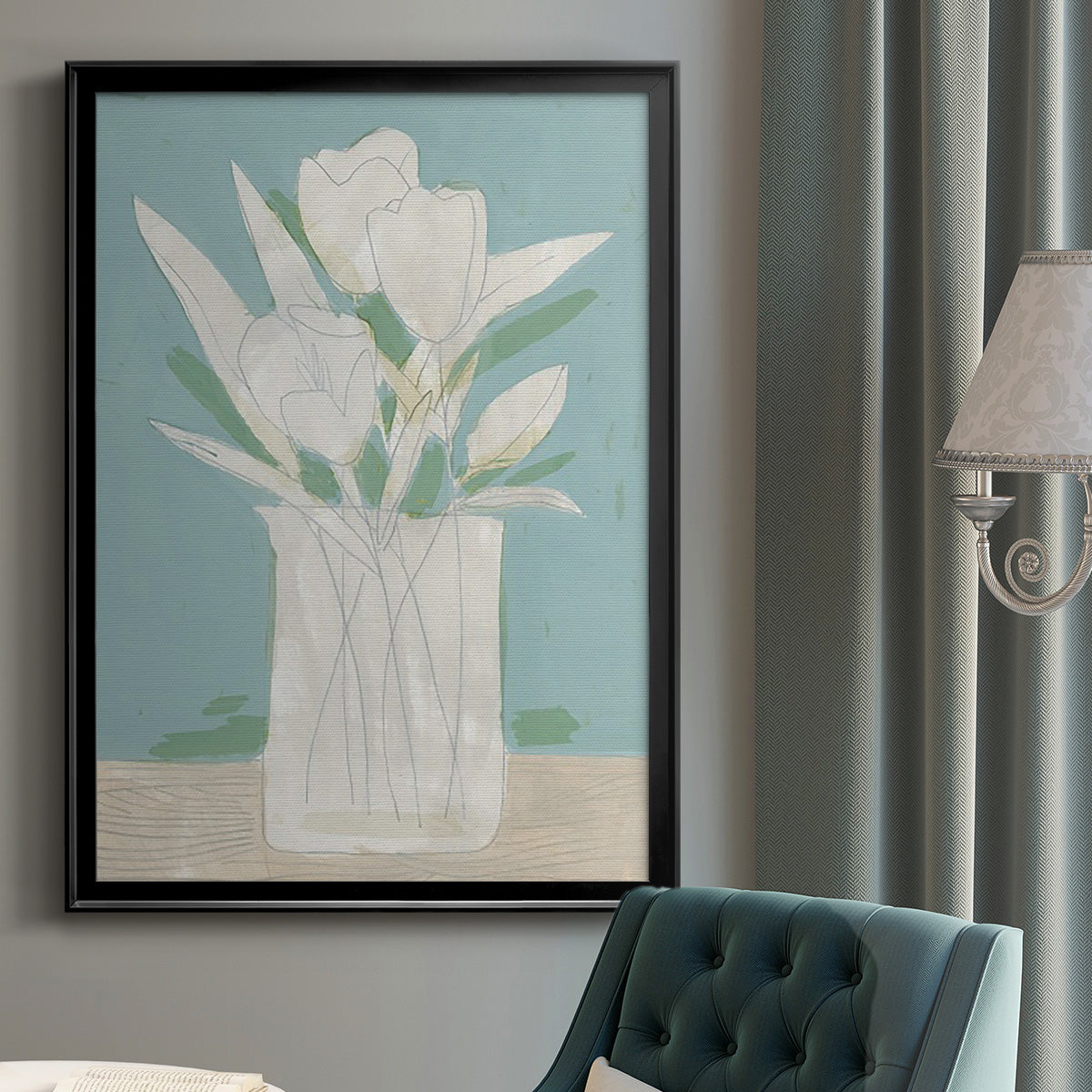 Muted Spring Arrangement II - Modern Framed Canvas Print