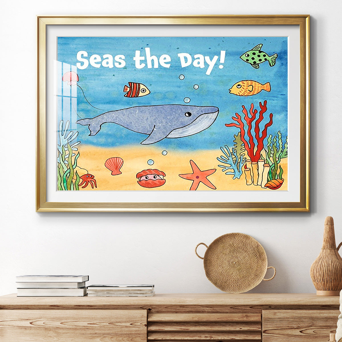 Cute Sea Creatures II - Modern Framed Art Print