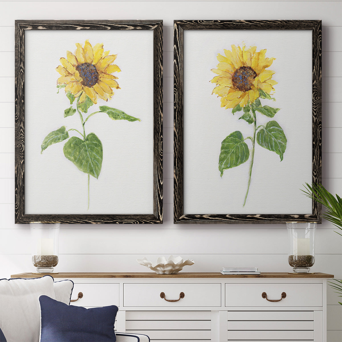 Sunflower I   - Premium Framed Canvas 2 Piece Set - Ready to Hang