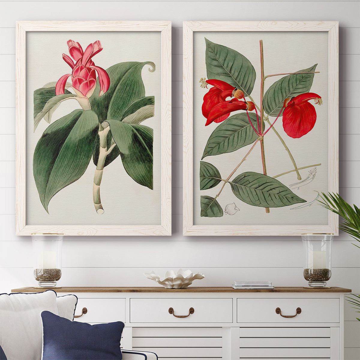 Flora of the Tropics I - Premium Framed Canvas 2 Piece Set - Ready to Hang