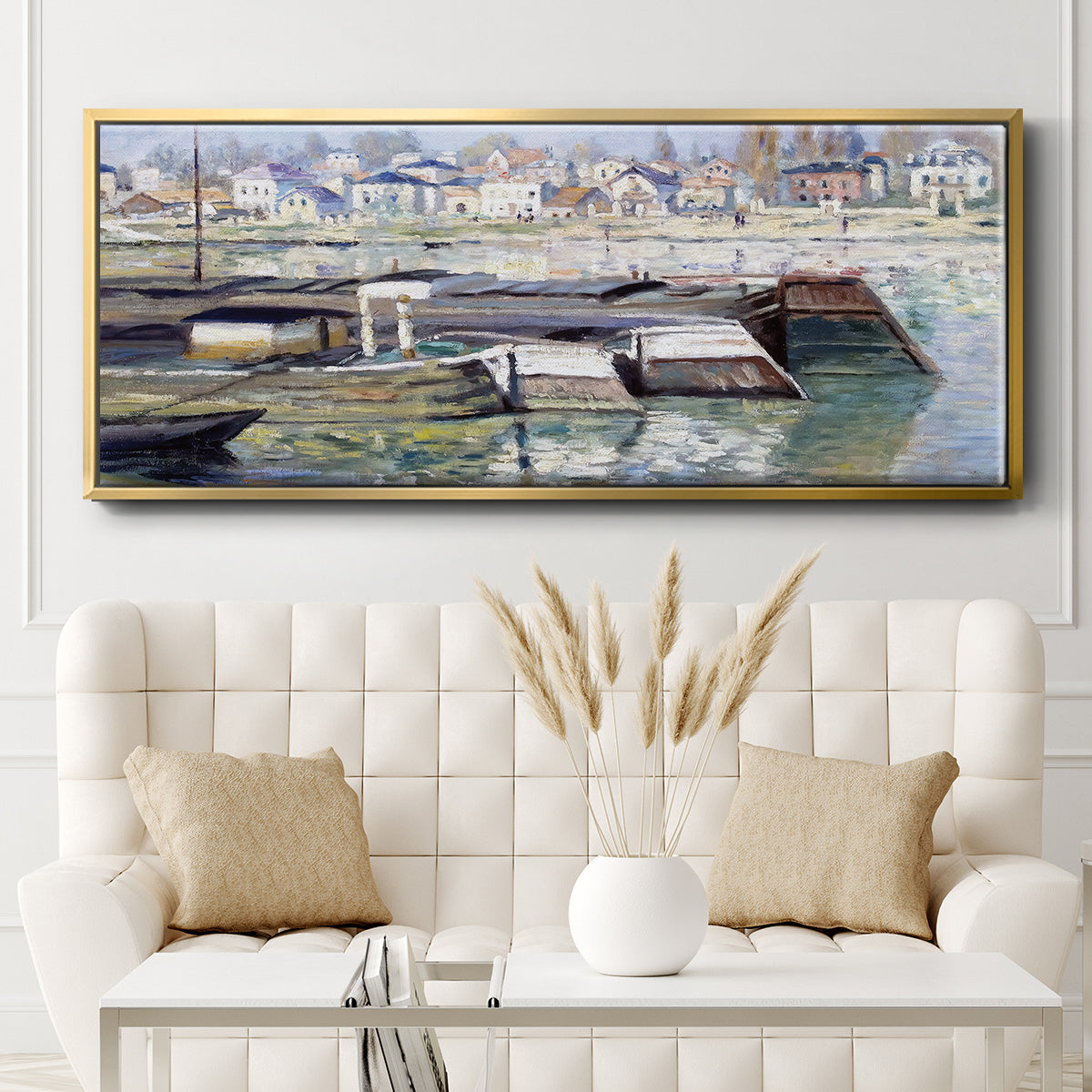 The Seine at Asnieres, 1873 - Floater Framed Canvas Print