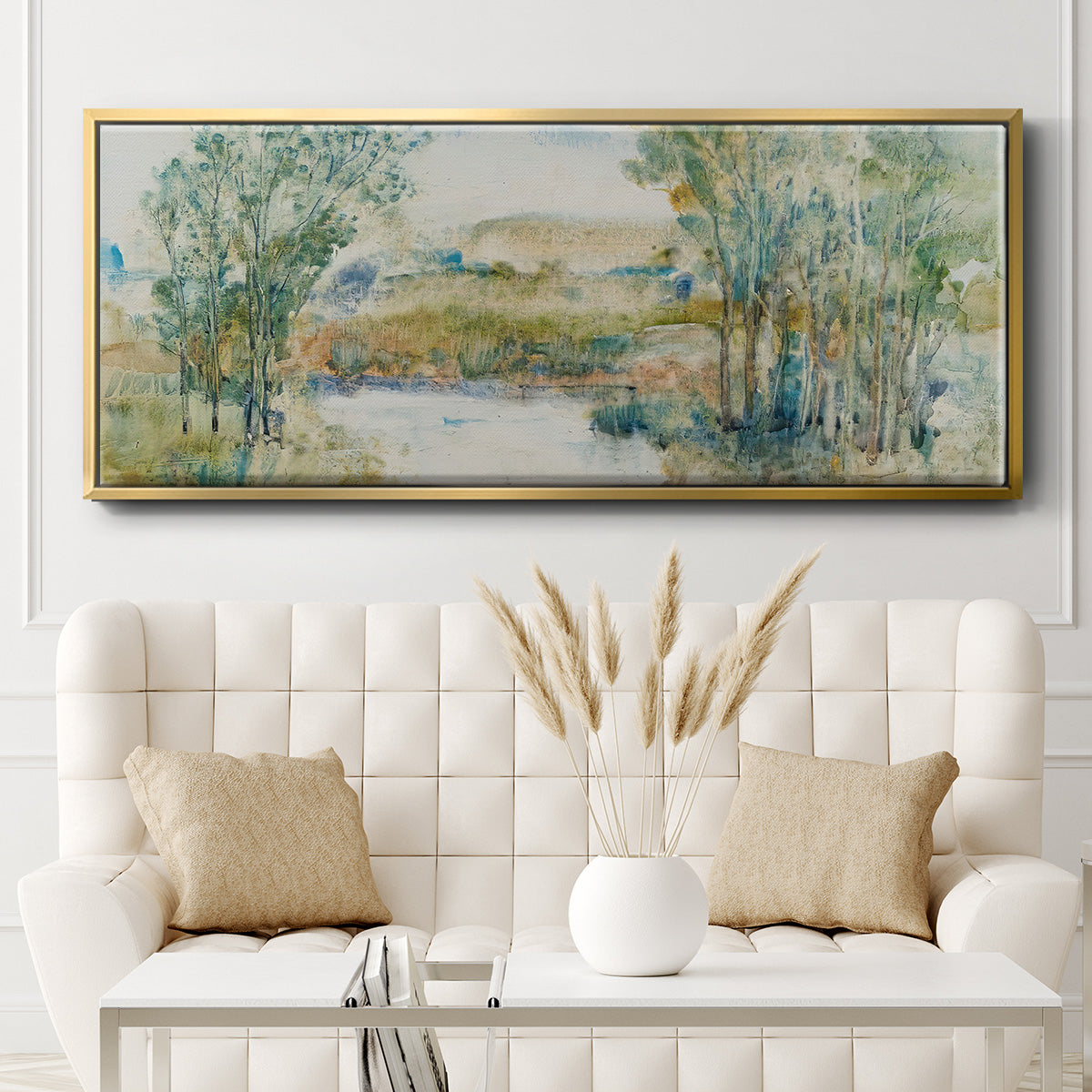Trees on the Creek I - Floater Framed Canvas Print