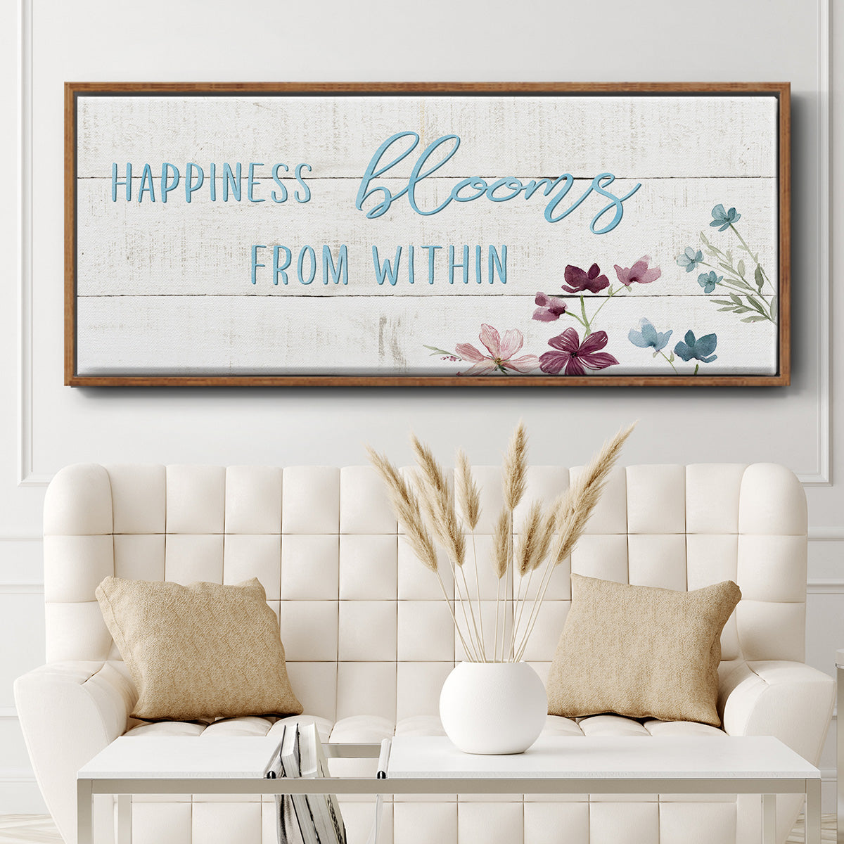 Happiness Blooms - Floater Framed Canvas Print
