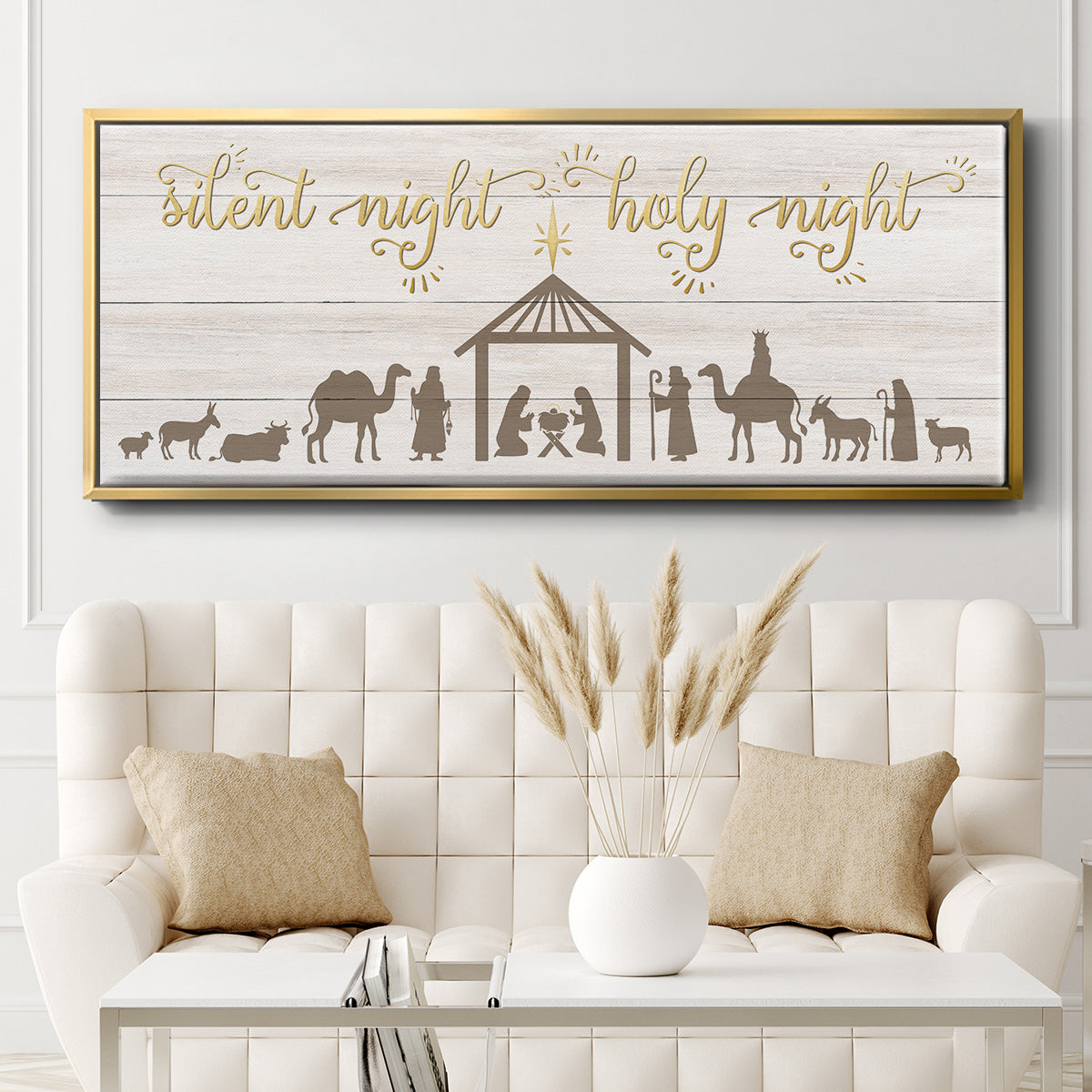 Silent Night Nativity - Floater Framed Canvas Print