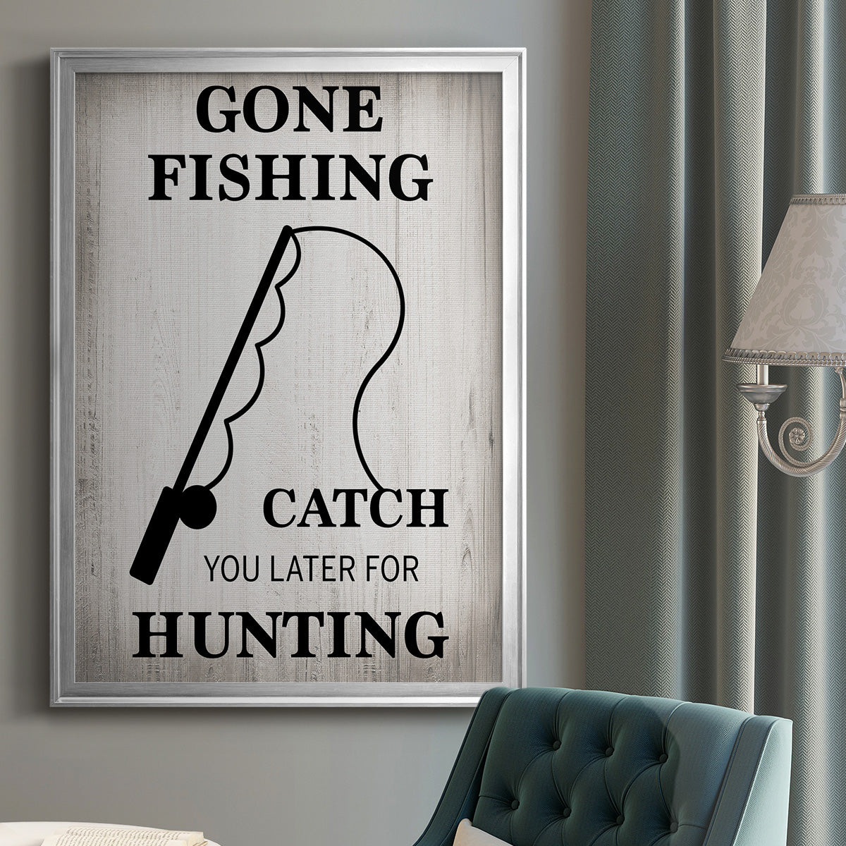 Gone Fishing - Modern Framed Canvas Print