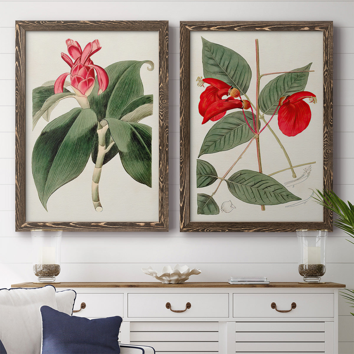 Flora of the Tropics I - Premium Framed Canvas 2 Piece Set - Ready to Hang