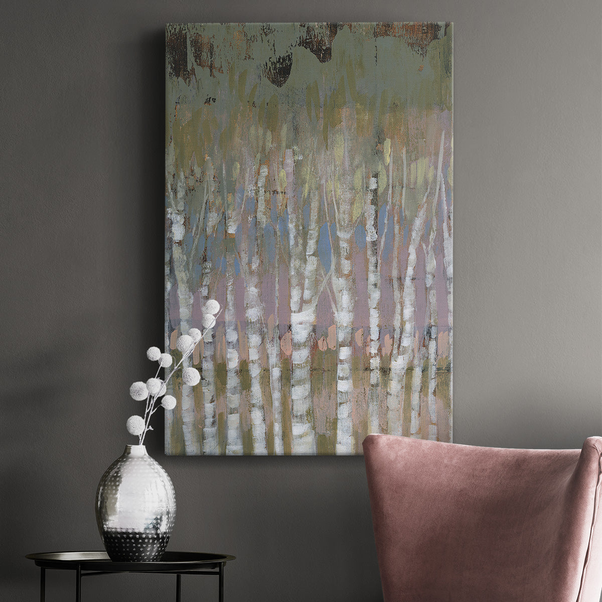 Pastel Birchline I Premium Gallery Wrapped Canvas - Ready to Hang