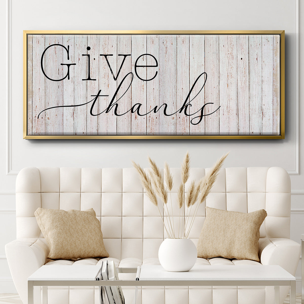 Give Thanks - Floater Framed Canvas Print