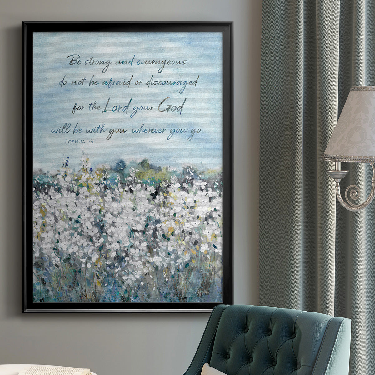 Be Strong Flower Field - Modern Framed Canvas Print