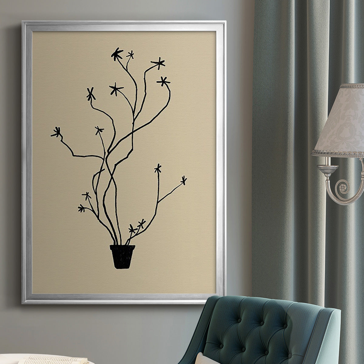 Spring Sprig Vase II - Modern Framed Canvas Print