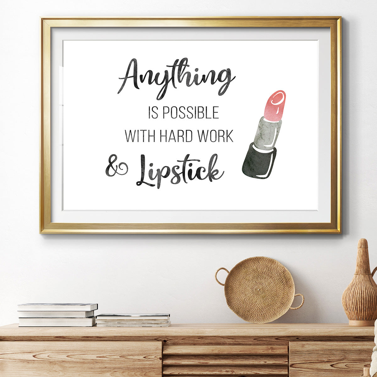 Hard Work and Lipstick - Modern Framed Art Print