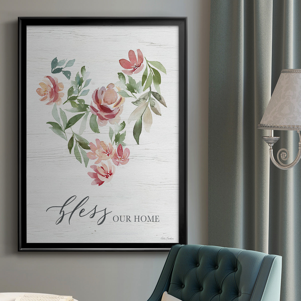 Paradise Floral Heart - Modern Framed Canvas Print