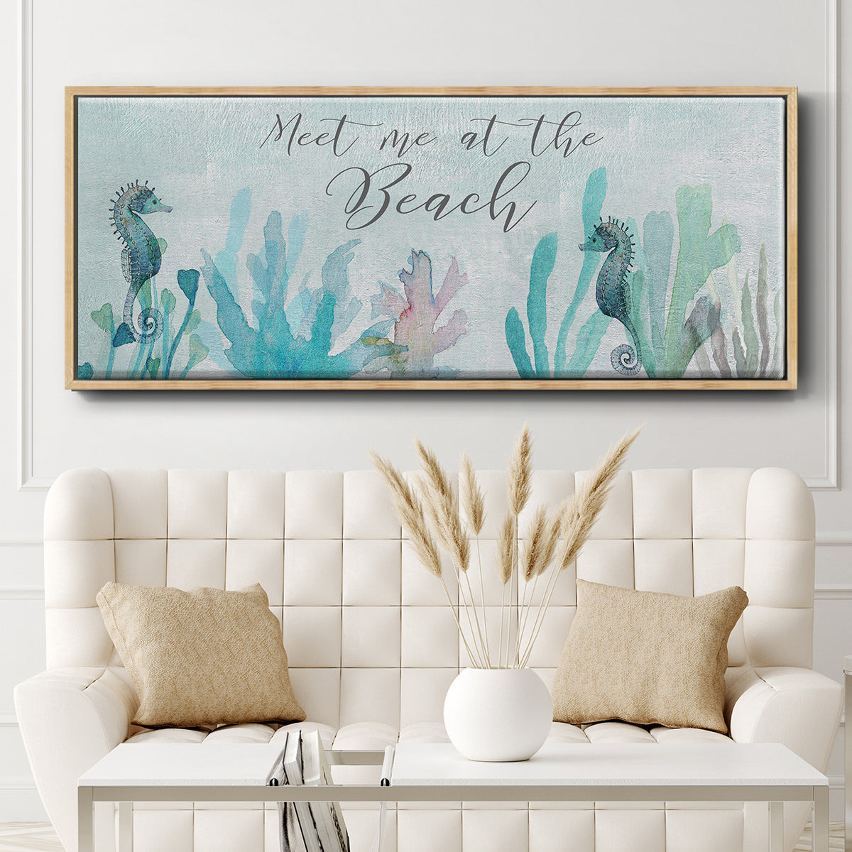 Seahorses and Coral - Floater Framed Canvas Print