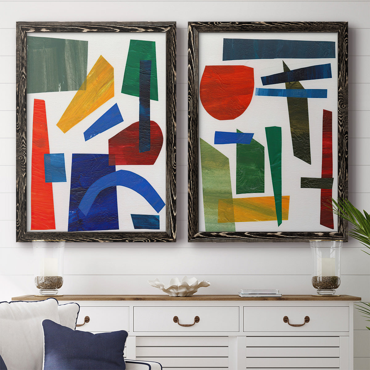 Colorful Shapes I - Premium Framed Canvas 2 Piece Set - Ready to Hang