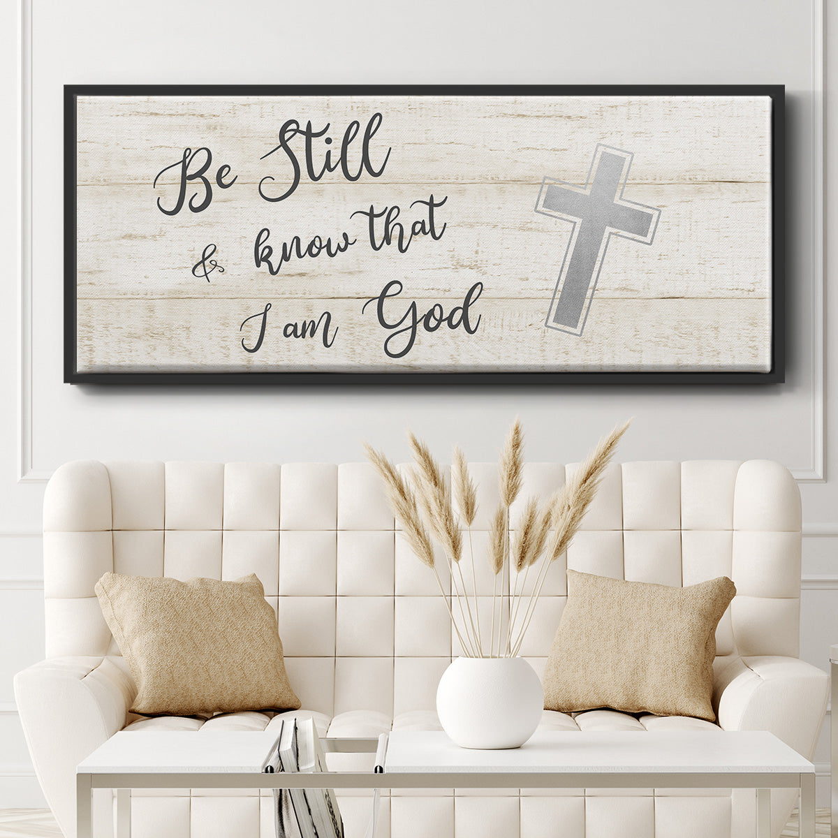 Be Still Cross - Floater Framed Canvas Print