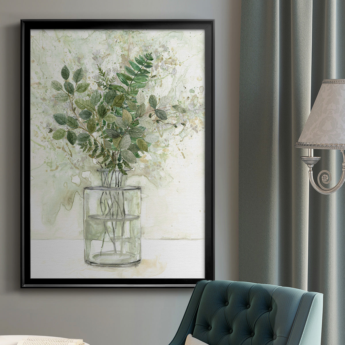 Delicate Greenery I - Modern Framed Canvas Print