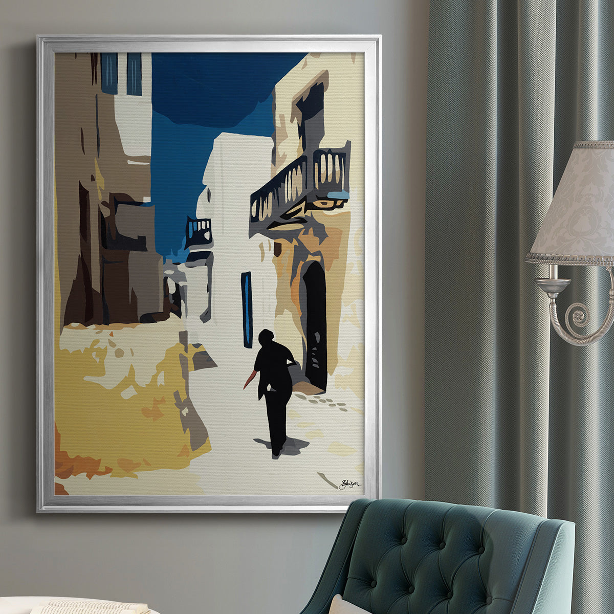 Mykonos 3 - Modern Framed Canvas Print