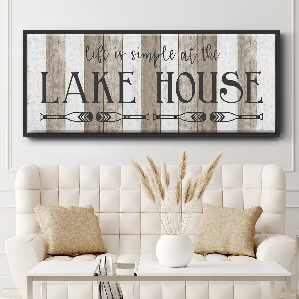 Simple at the Lake House - Floater Framed Canvas Print