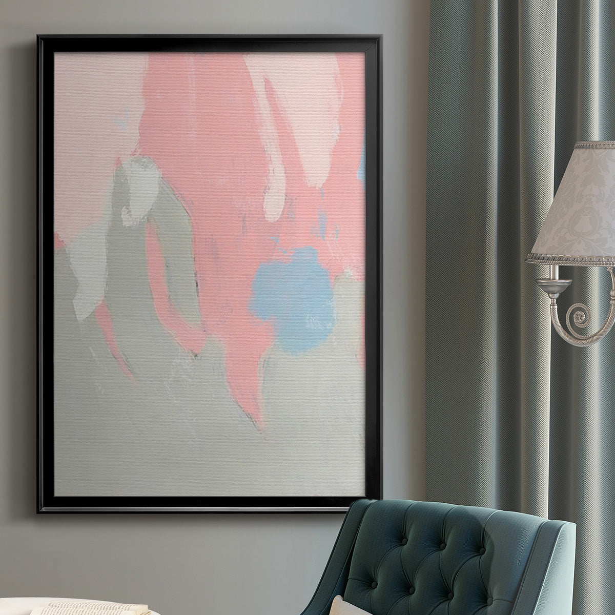 Blushing Abstract I - Modern Framed Canvas Print