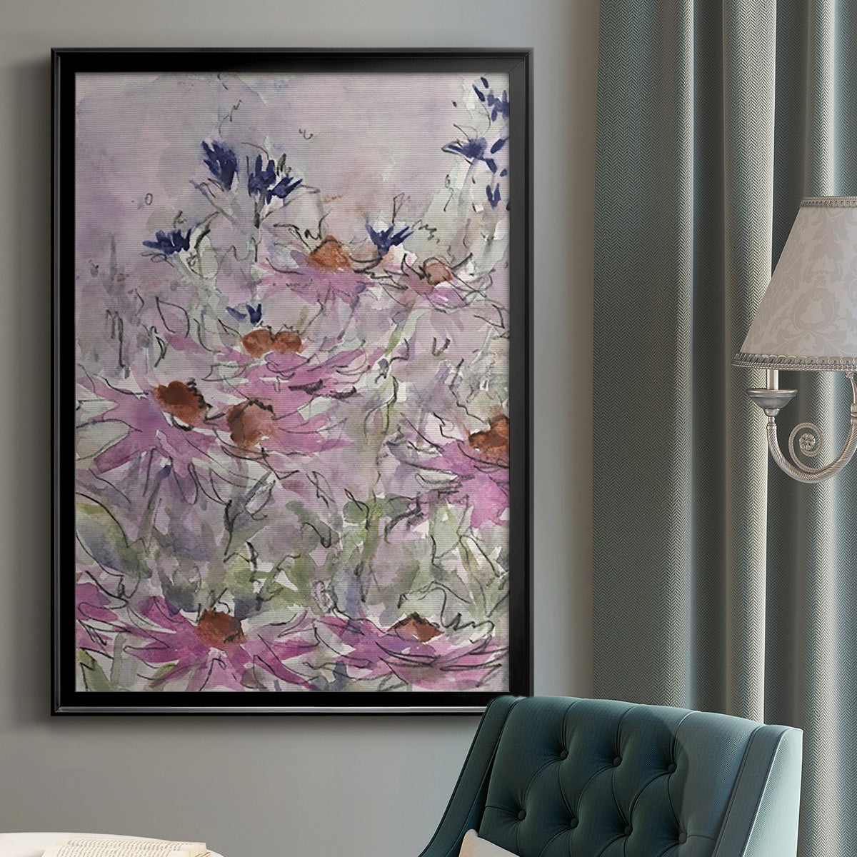 Floral Entertainment II - Modern Framed Canvas Print