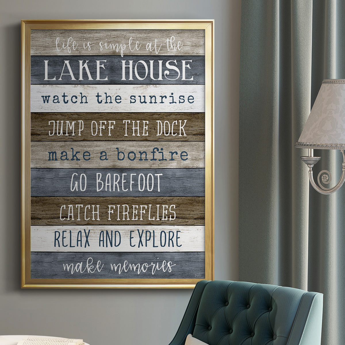 Simple Lake Rules - Modern Framed Canvas Print