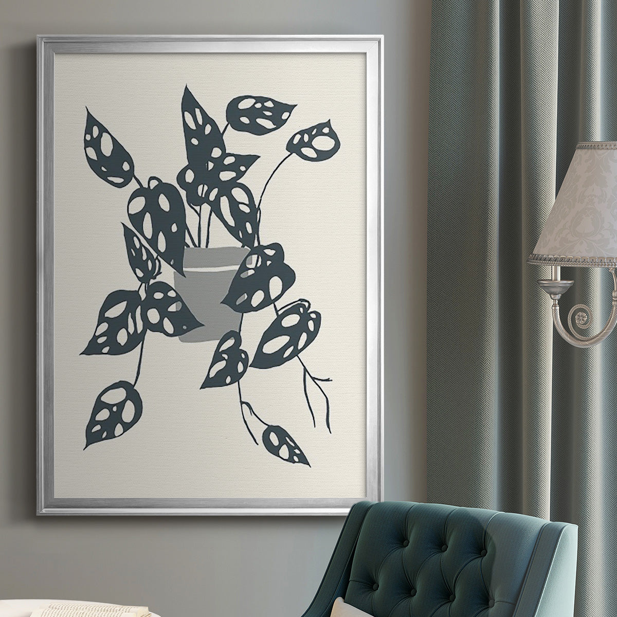 Growing Leaves IV - Modern Framed Canvas Print
