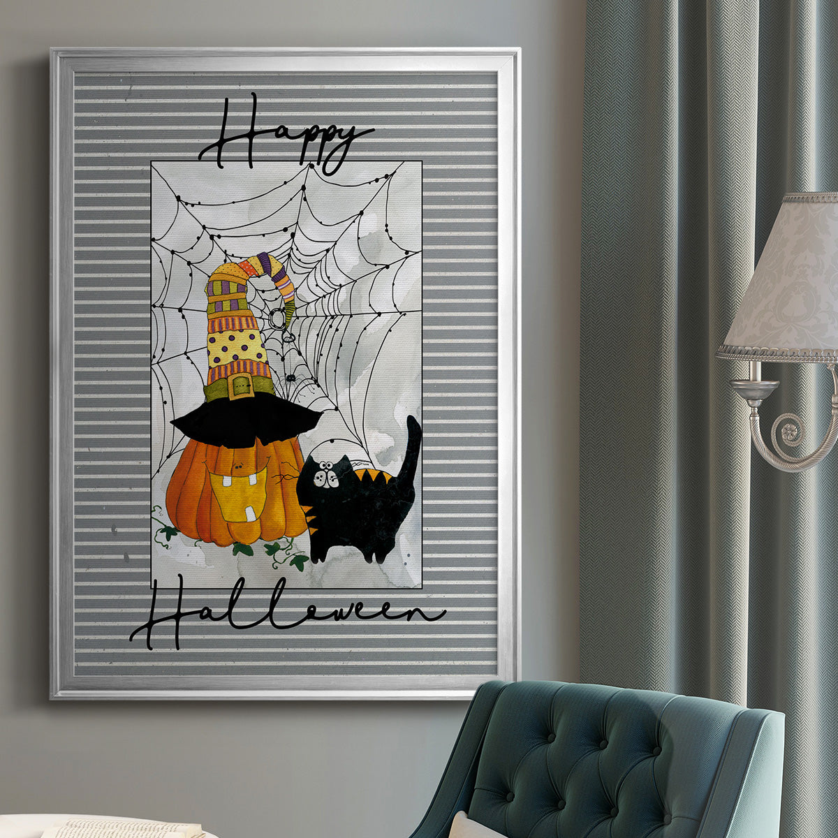 Happy Halloween Pumpkin - Modern Framed Canvas Print