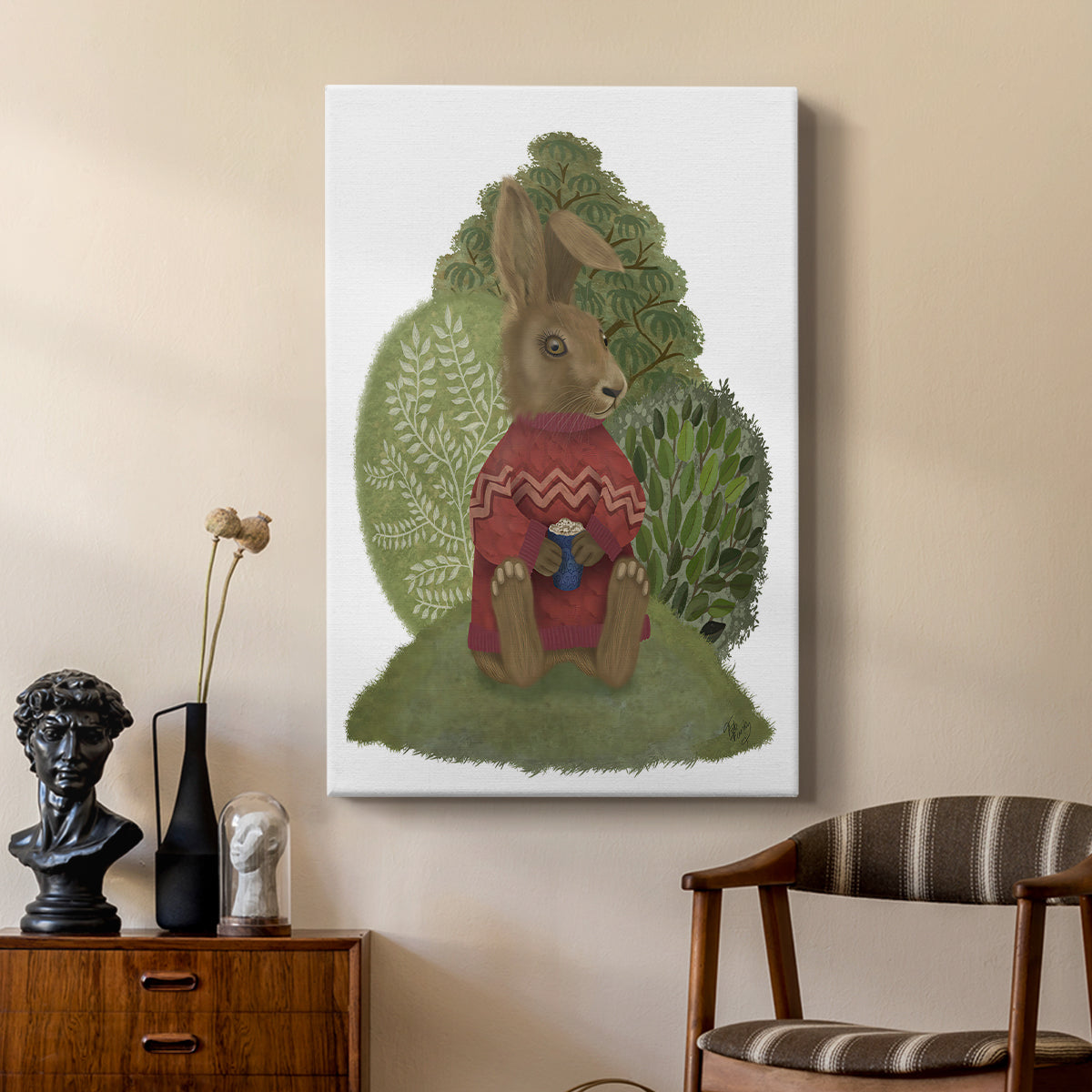 Latte Rabbit in Sweater - Canvas Art Print