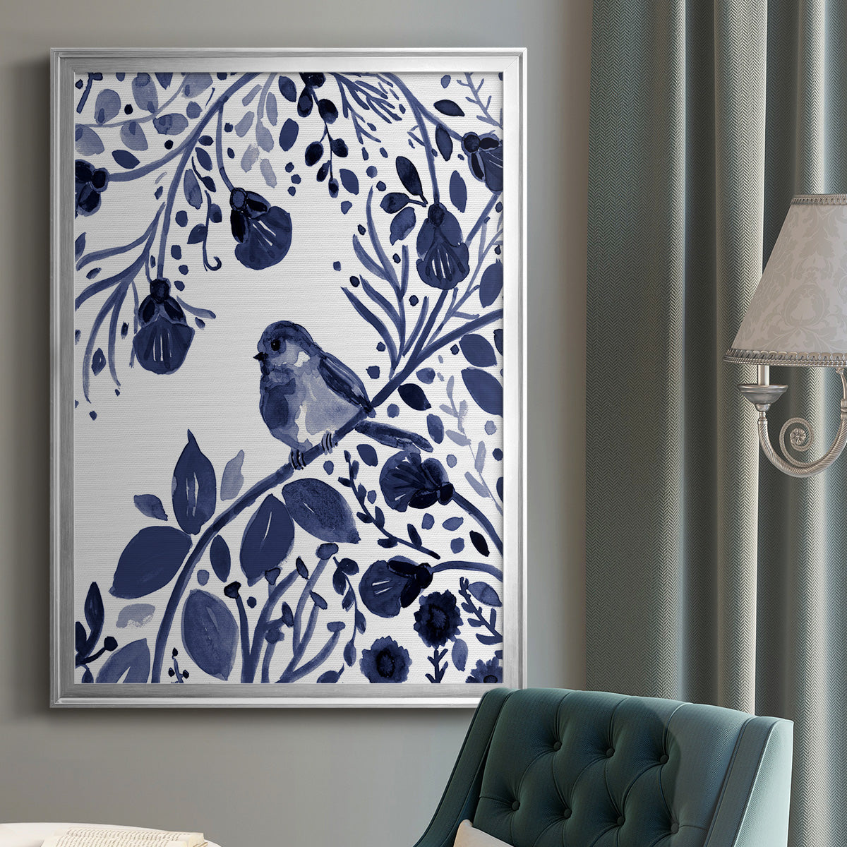 Indigo Song II - Modern Framed Canvas Print