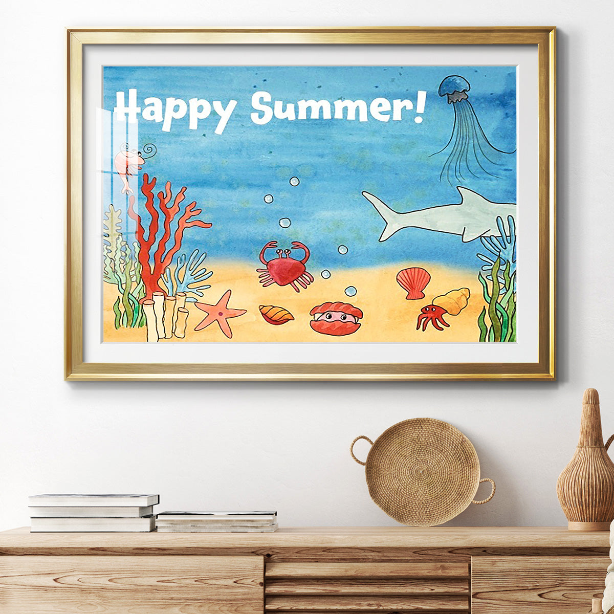 Cute Sea Creatures I - Modern Framed Art Print
