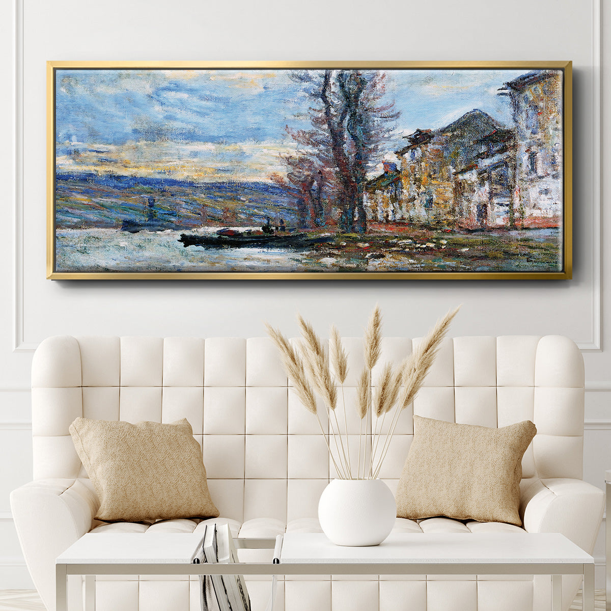 The Seine at Lavacourt, Winter, 1879 - Floater Framed Canvas Print