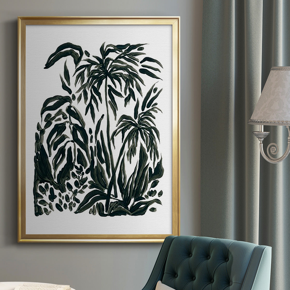 Ink Jungle IV - Modern Framed Canvas Print