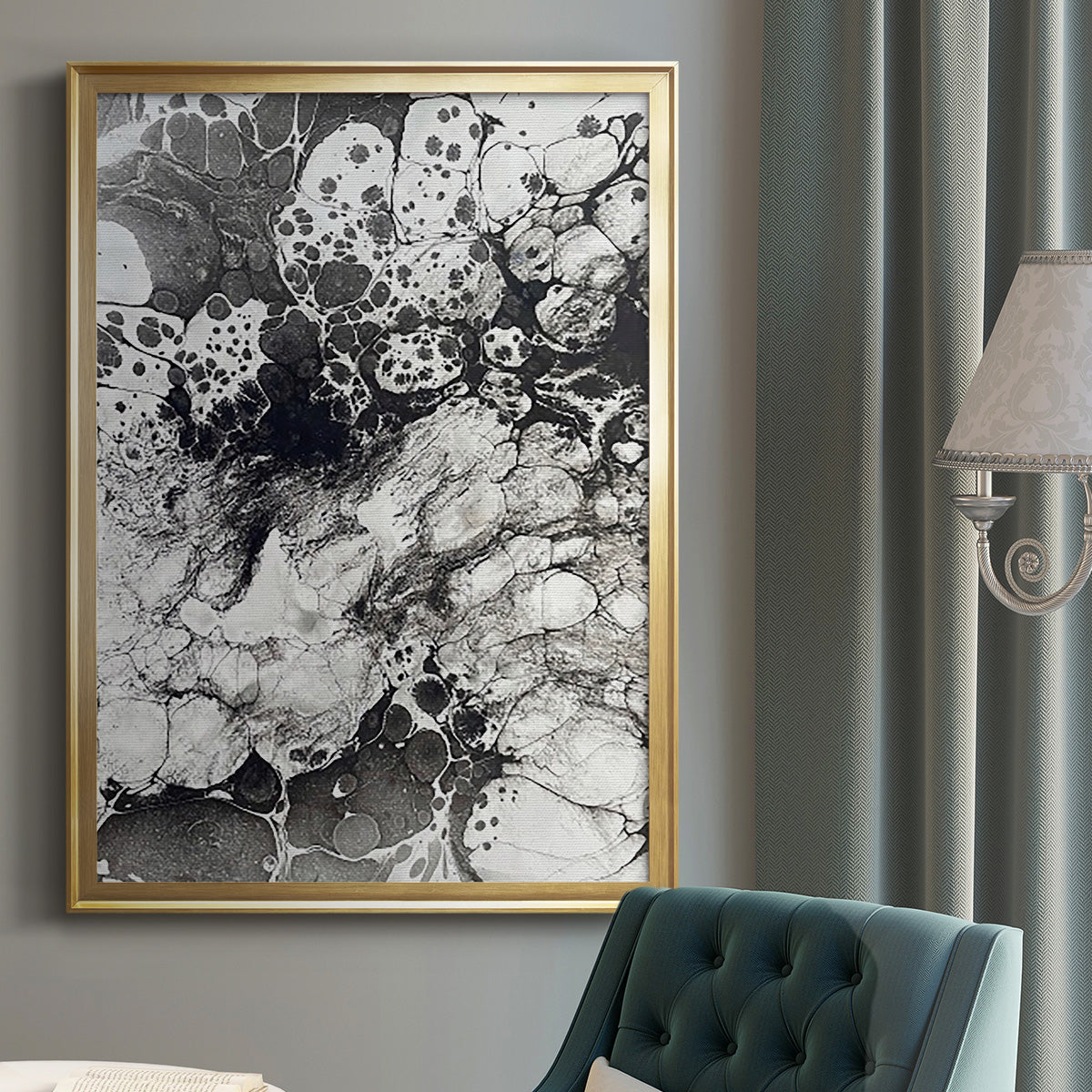 Marbling IX - Modern Framed Canvas Print