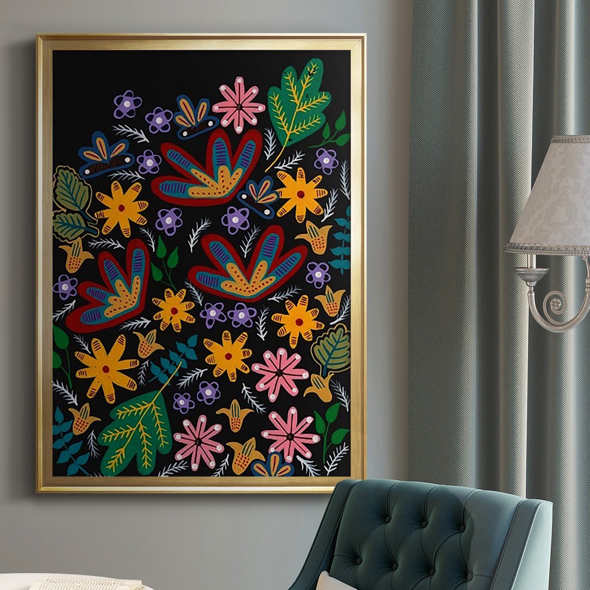 Muddled Flowers I - Modern Framed Canvas Print