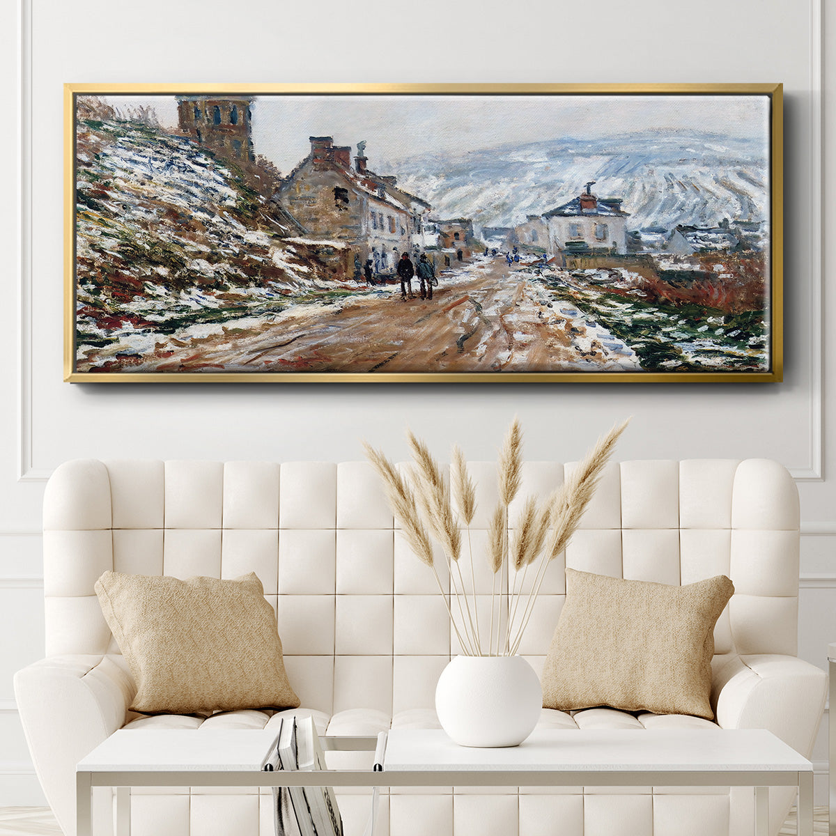 The Road in Vétheuil in Winter, 1879 - Floater Framed Canvas Print