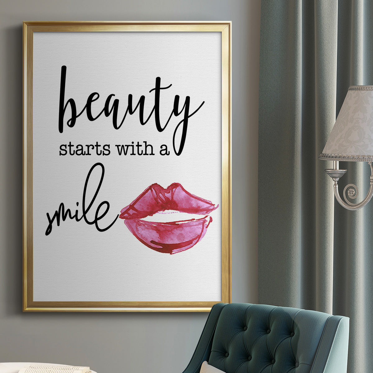 Beauty Starts With A Smile - Modern Framed Canvas Print