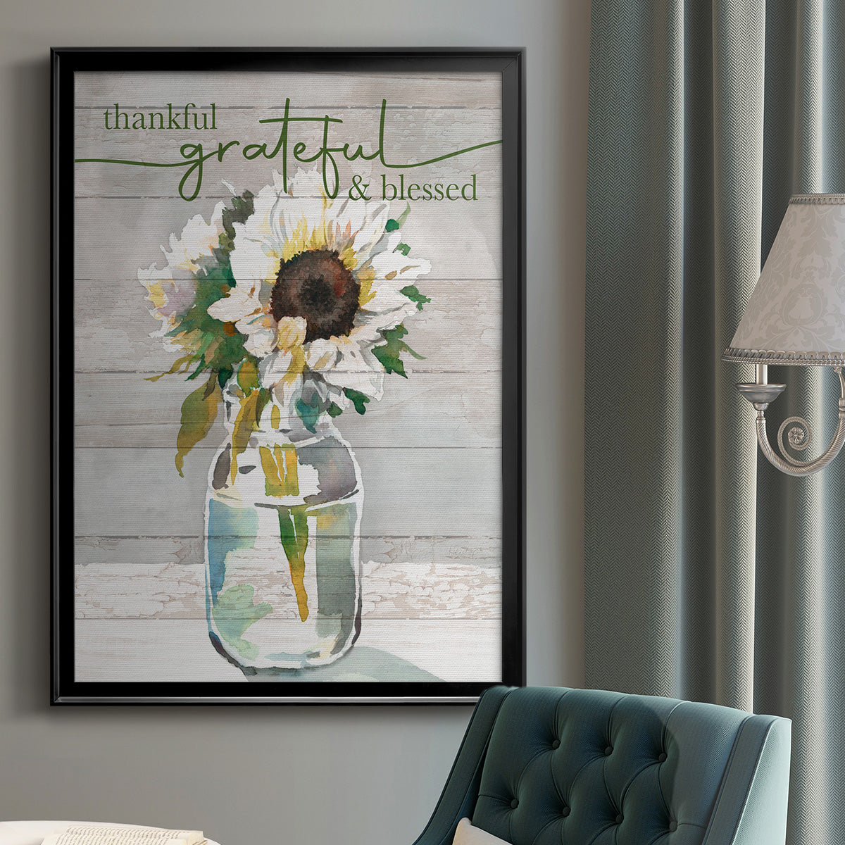 Thankful, Grateful, Blessed - Modern Framed Canvas Print